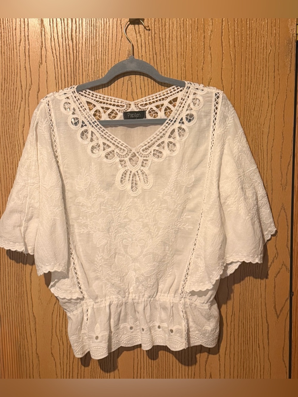 Embroidered White Papillon boho blouse Peasant blouse
